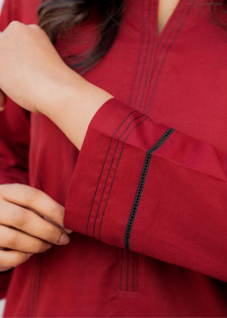 Red Maroon Embroidered 2-Piece Suit