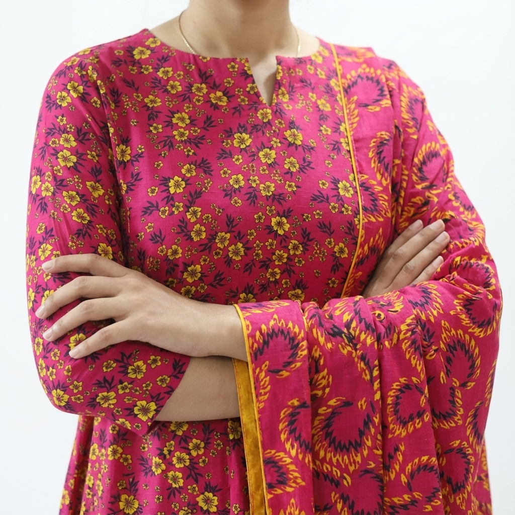 Vibrant Magenta Floral – Stitched 3-Piece Suit