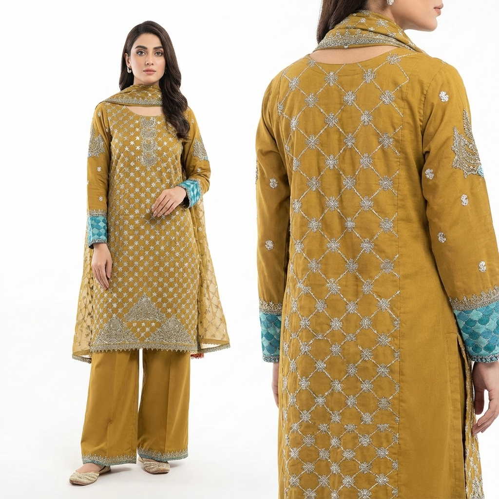 fancy new collection sapphire brand 3pc stitched suit