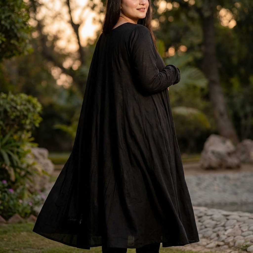 Black Silk Long Frock Suit