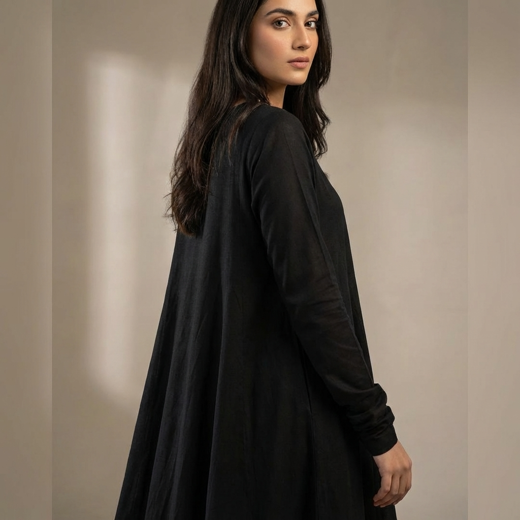 Black Silk Long Frock Suit