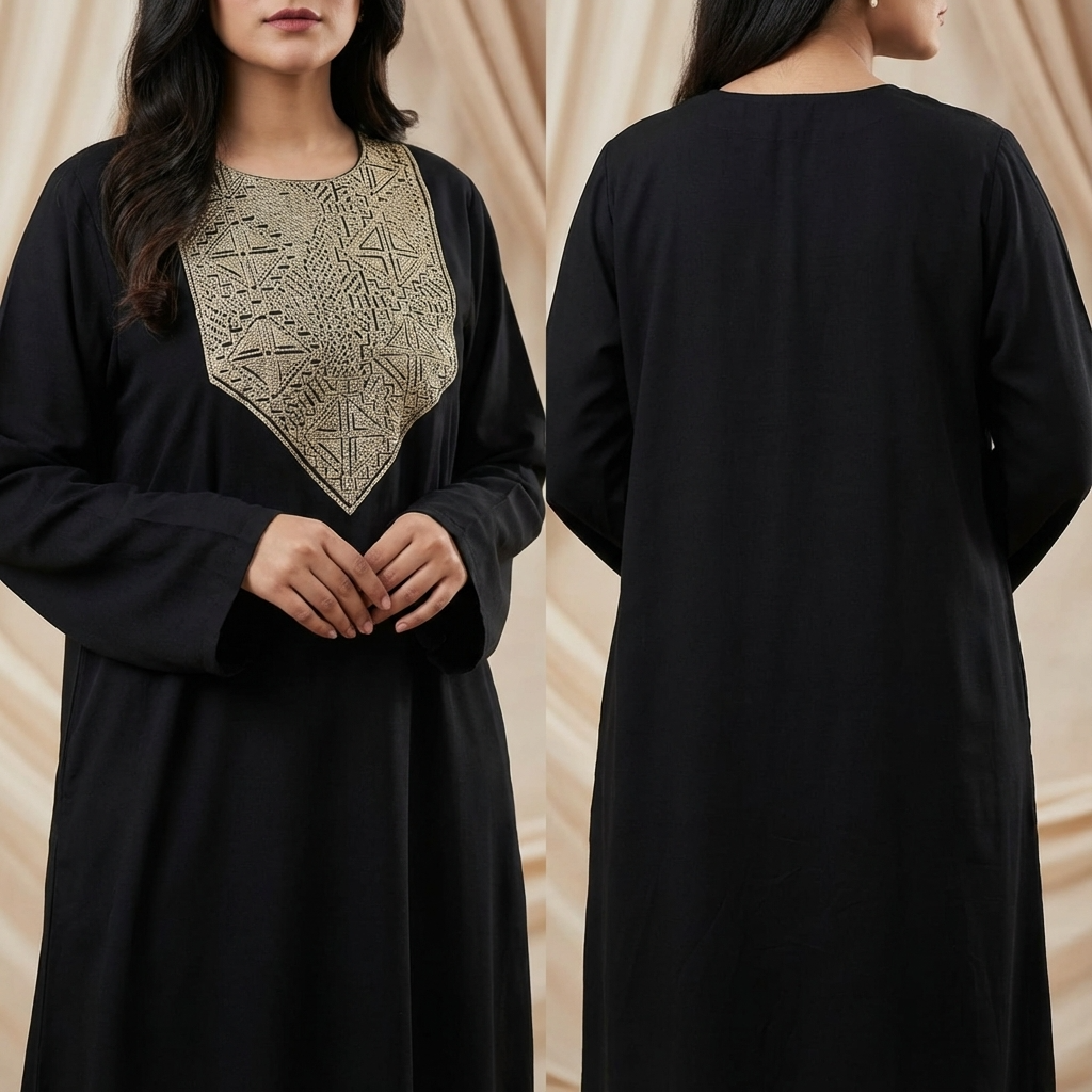 Black Embroidered Silk Suit