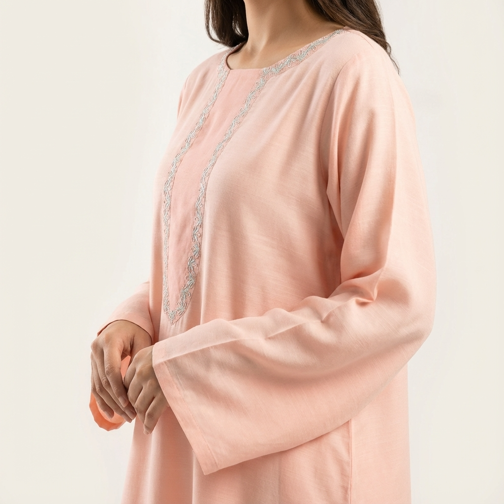 Peach Soft Silk Hand Embroidered 2-Piece Suit