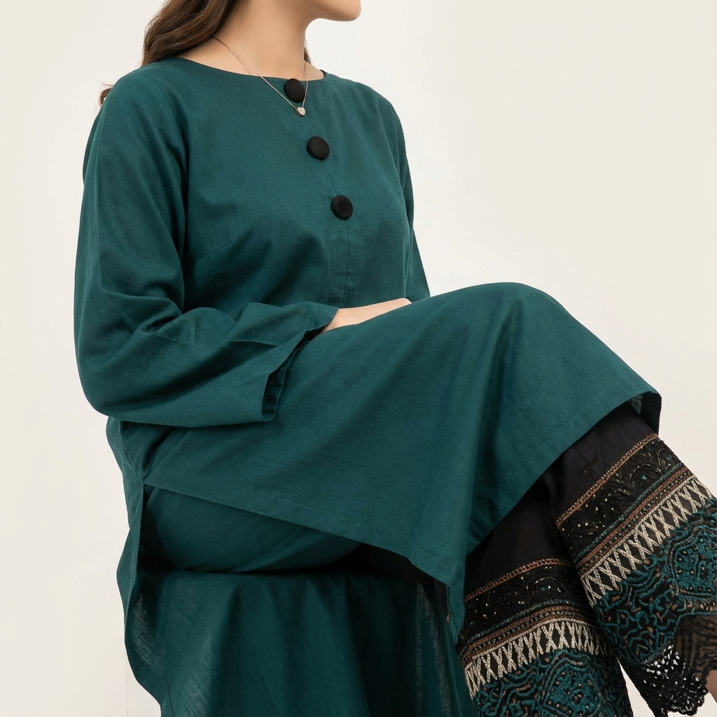 Ethnic SILK 2-Piece Suit with Embroidered Palazzo