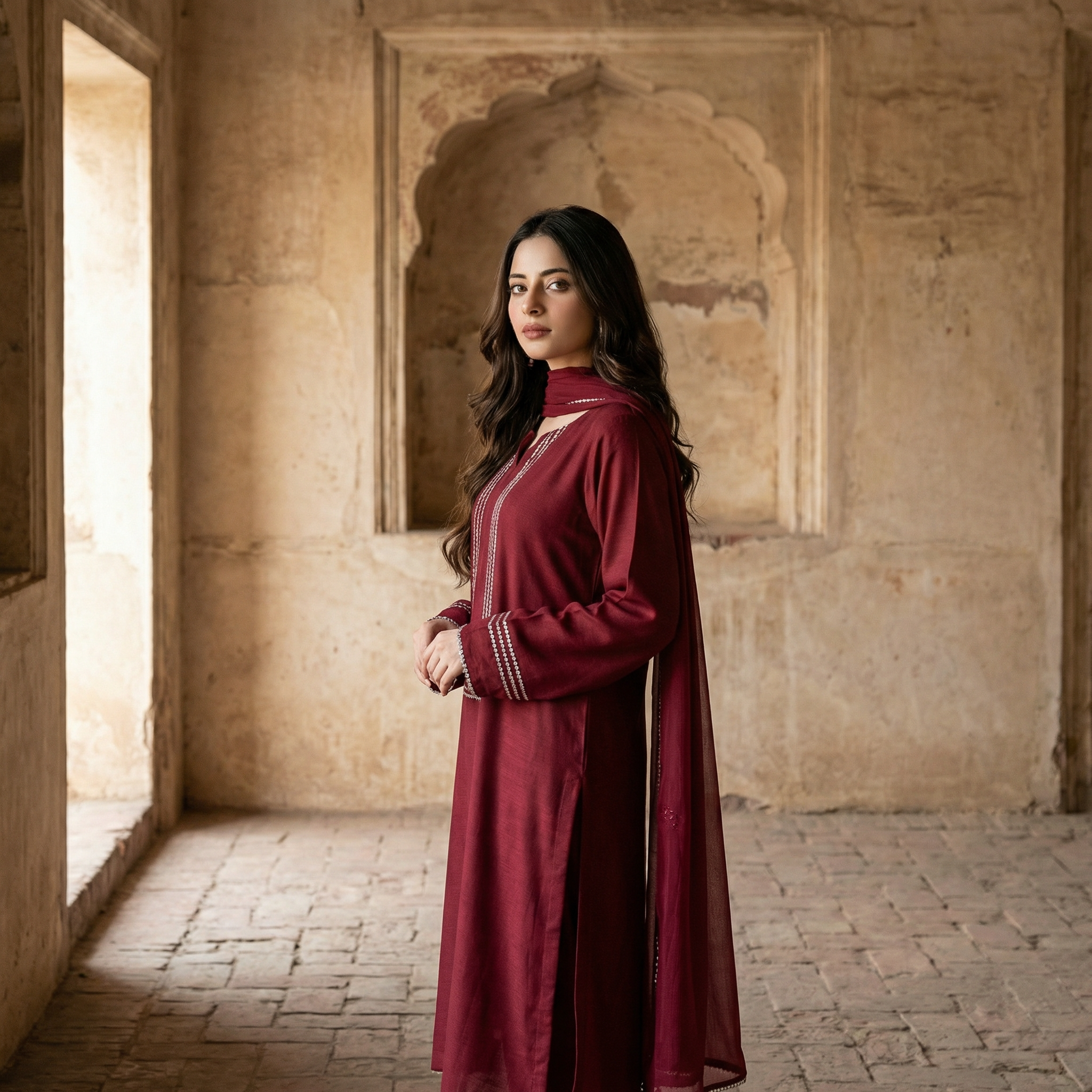 3-piece stitched suit, ready-to-wear Premium branded Rao silk fabric