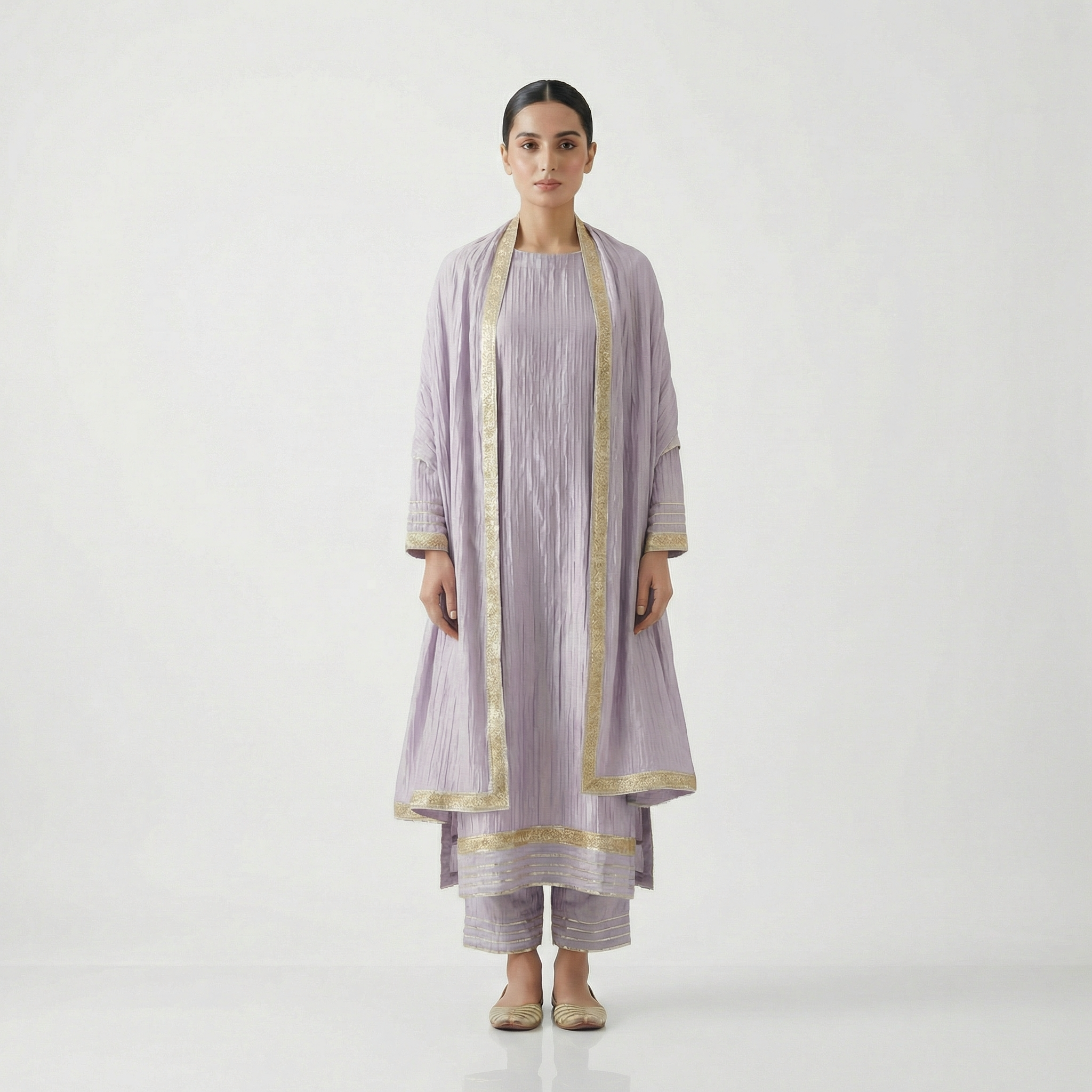 silk ethnic golden gotta 3 pc stitched