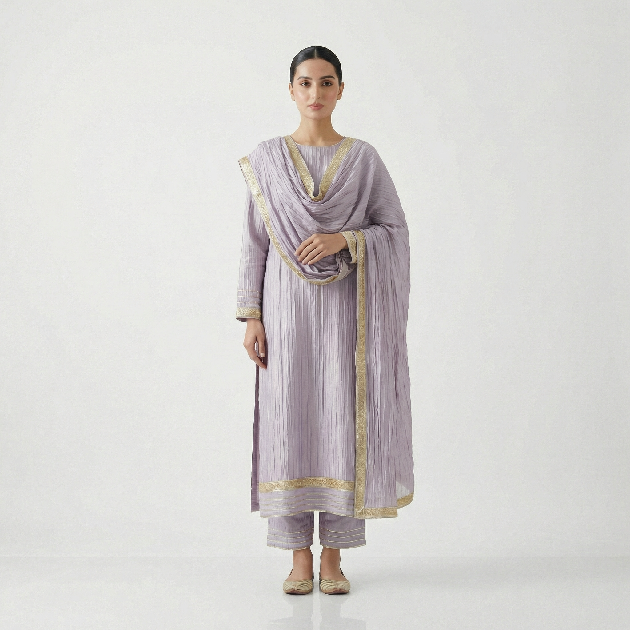 silk ethnic golden gotta 3 pc stitched