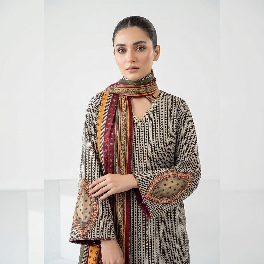 Original Bin Saeed Luxury 3 piece stitched suite