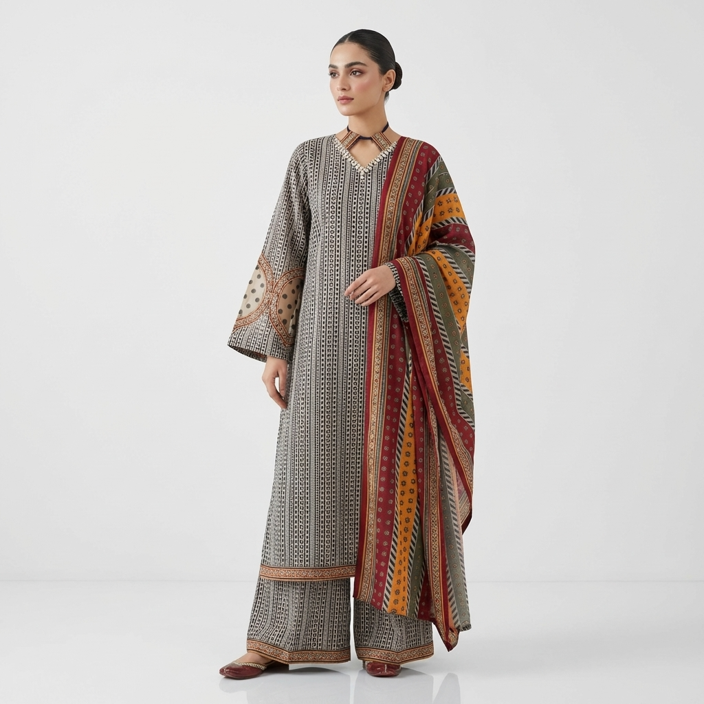 Original Bin Saeed Luxury 3 piece stitched suite