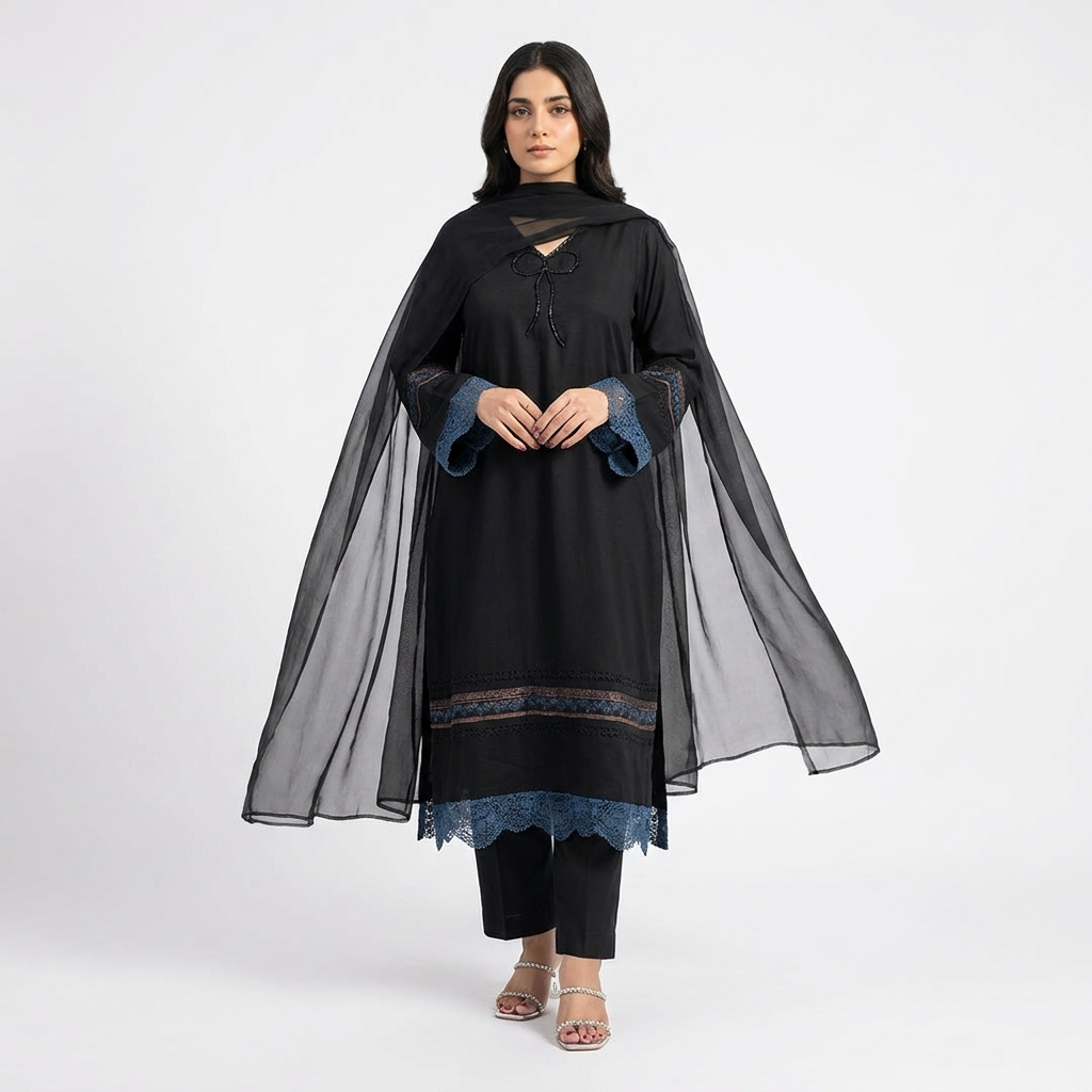 Orignal sapphire 3pc stitched suit  with needle handwork