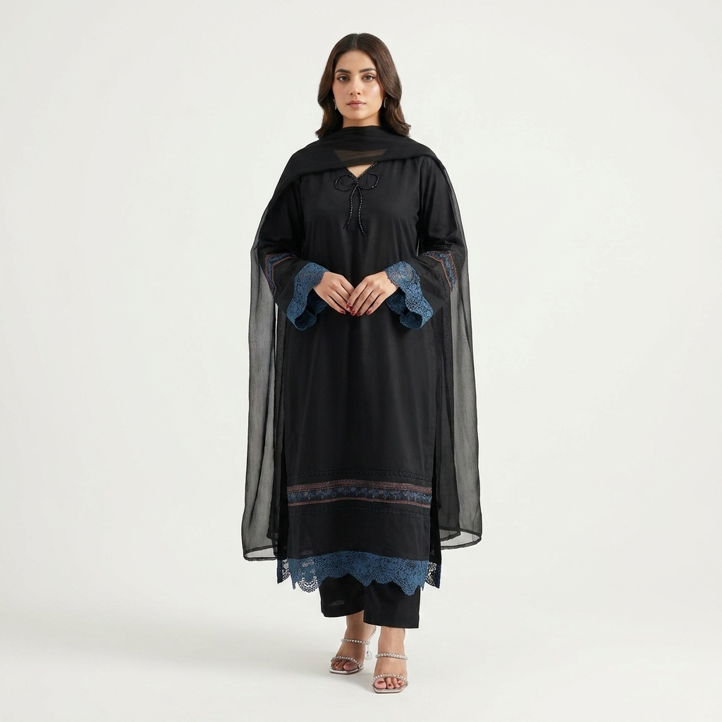 Orignal sapphire 3pc stitched suit  with needle handwork