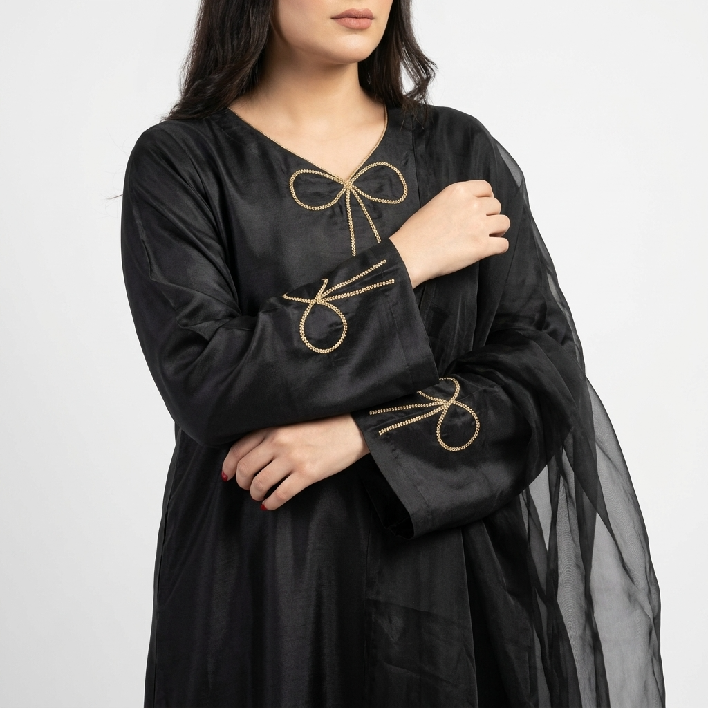 Origanal raw soft silk 3pc stitched with needle handwork Neckline and dubtta