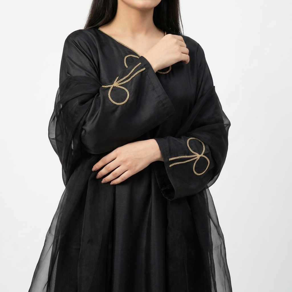 Origanal raw soft silk 3pc stitched with needle handwork Neckline and dubtta