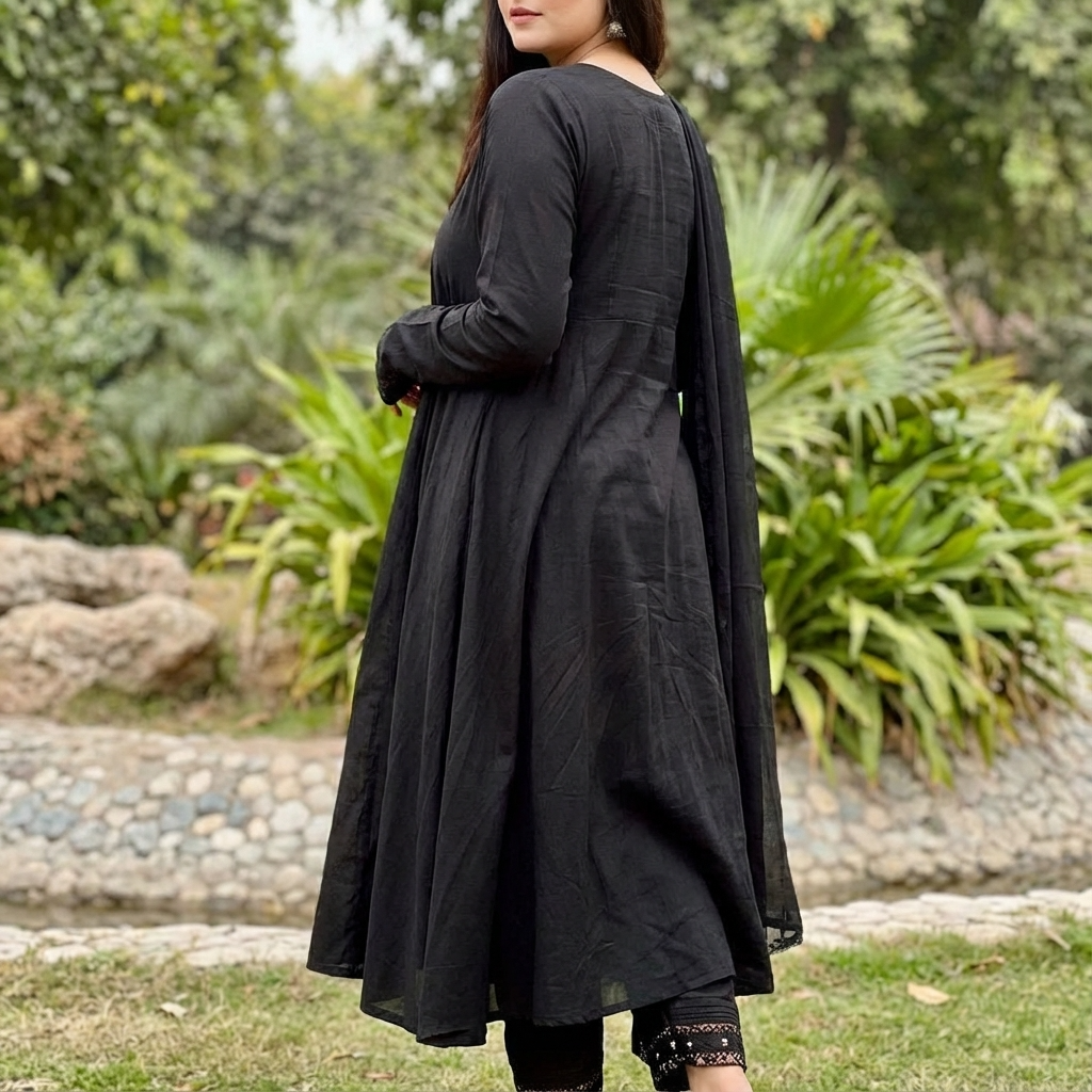 Black Silk Long Frock Suit