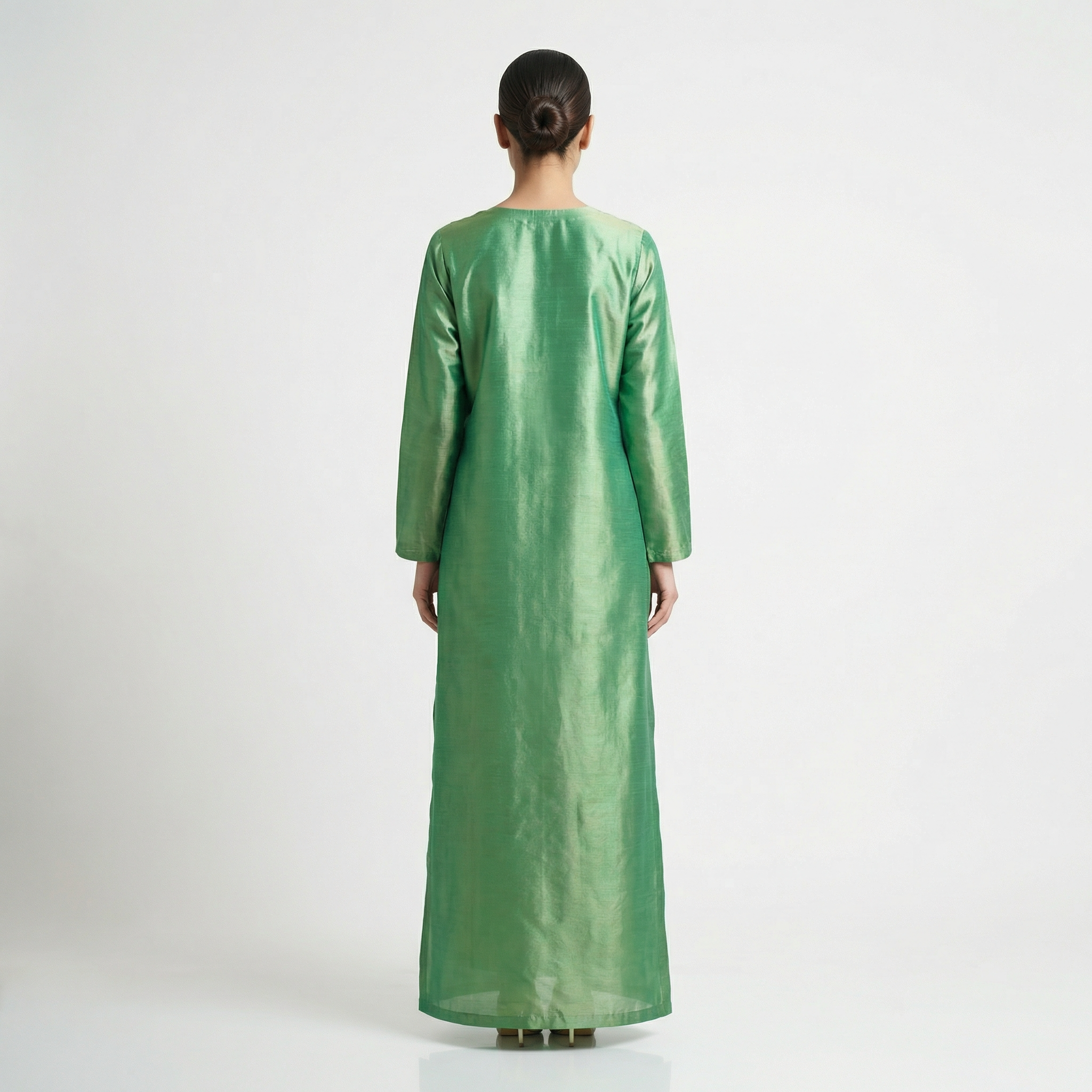 silk kameez with GOLDEN embroidered neckline and placket