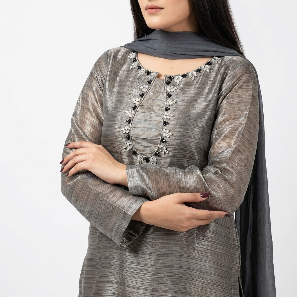 FANCY 3PC STITCHED WITJ NEEDLE HANDWORK OUTFIT