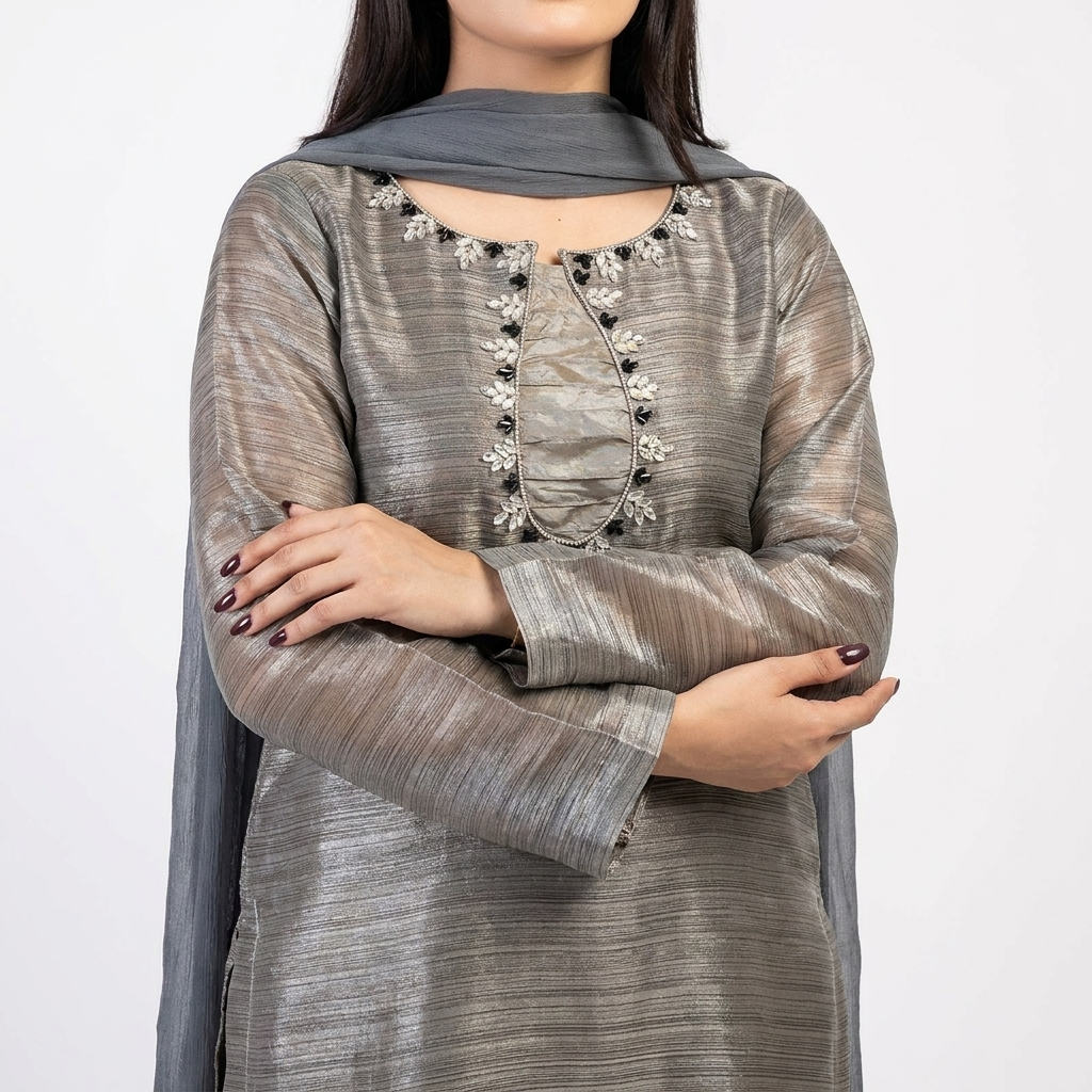 FANCY 3PC STITCHED WITJ NEEDLE HANDWORK OUTFIT