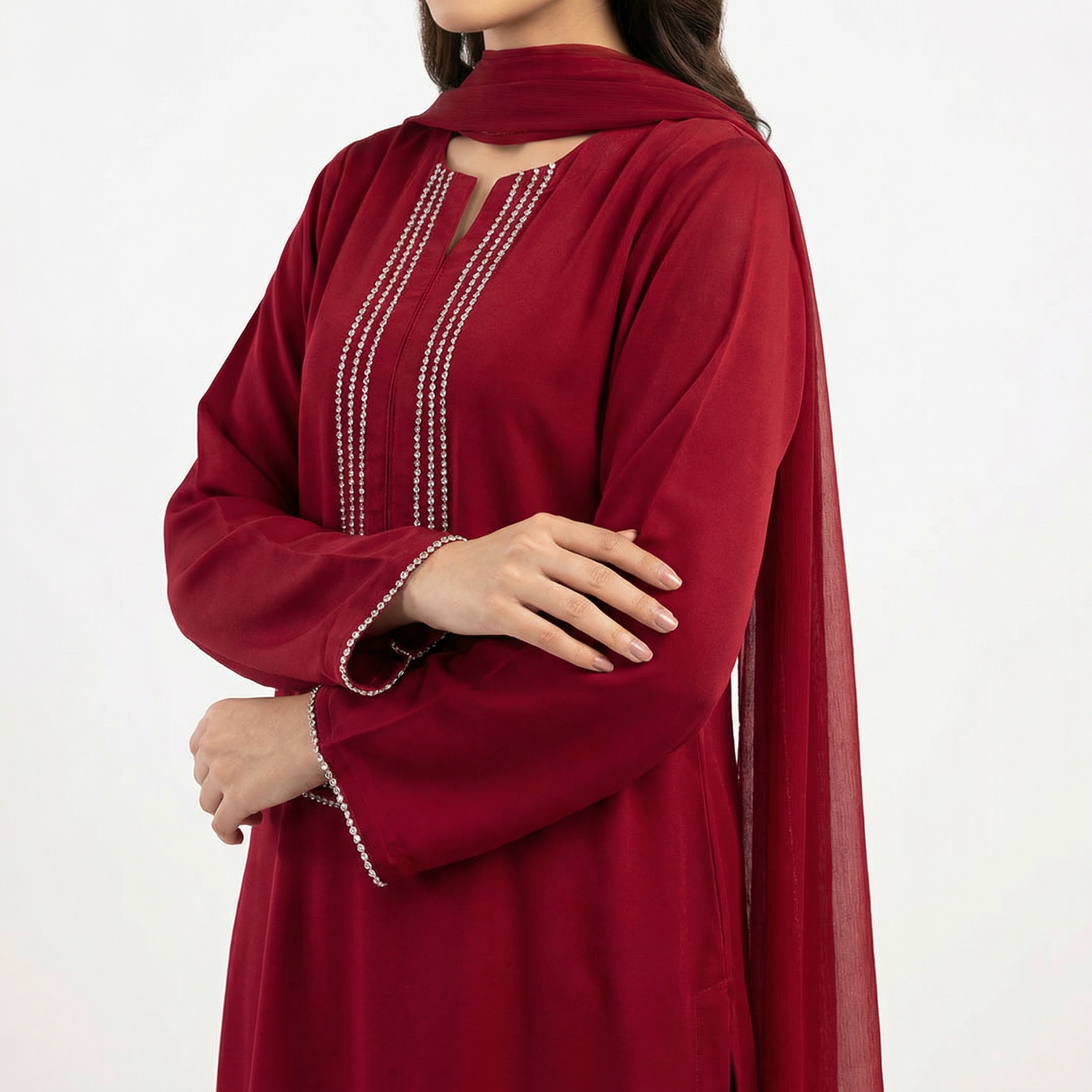 3-piece stitched suit, ready-to-wear Premium branded Rao silk fabric