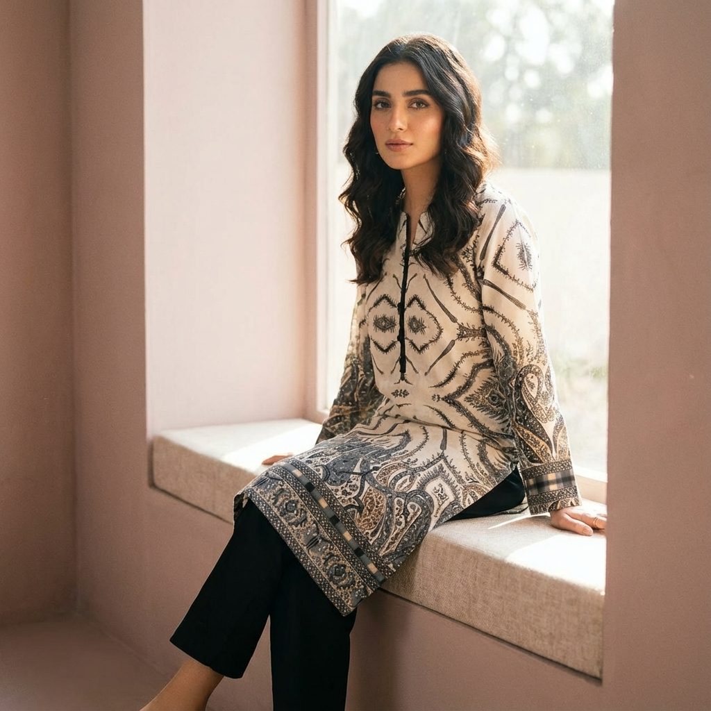 Black Baroque Printed 2-Piece Suit