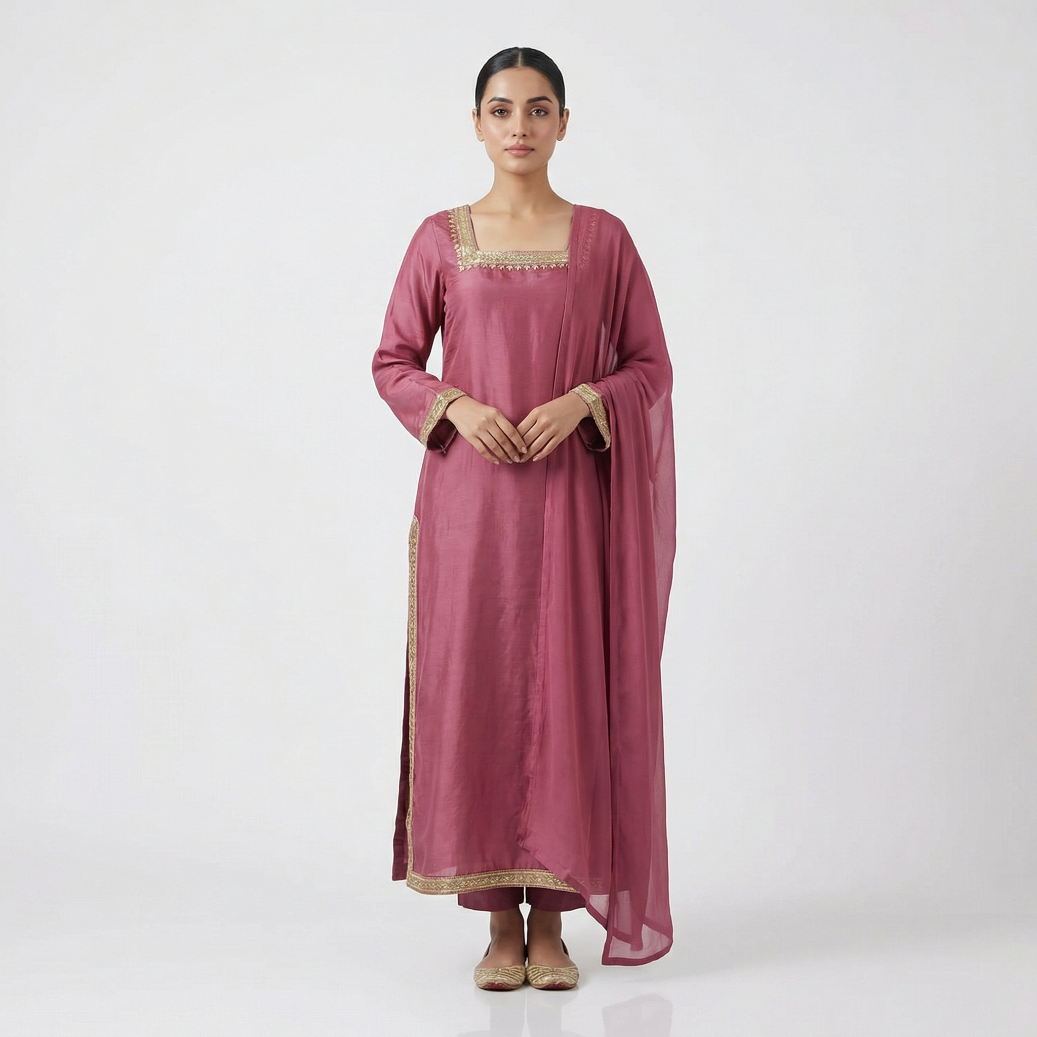 3-piece stitched suit, ready-to-wear Premium branded LIGHT  PALSA  PINK silk fabric