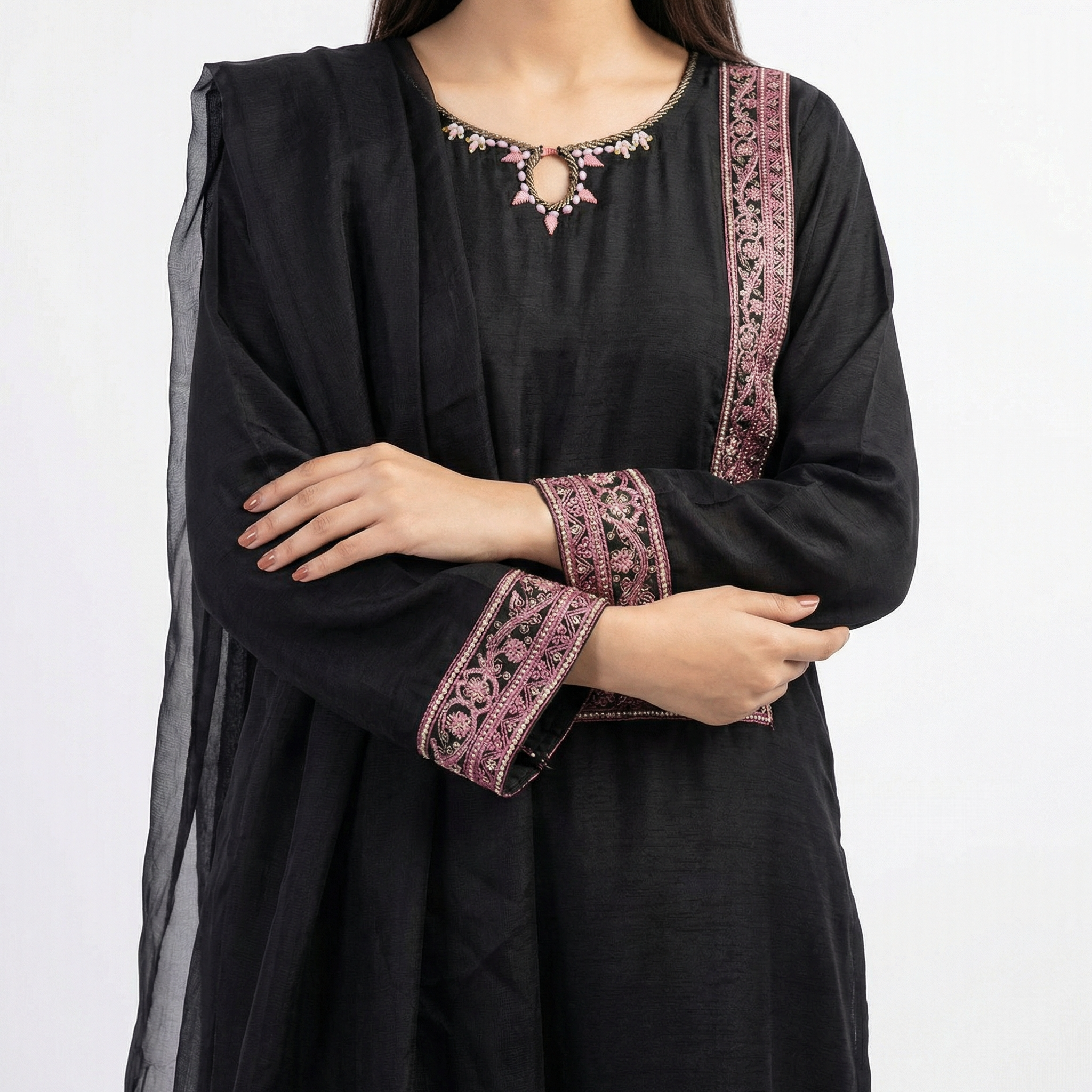 3-piece stitched suit, ready-to-wear Premium branded Rao silk fabric