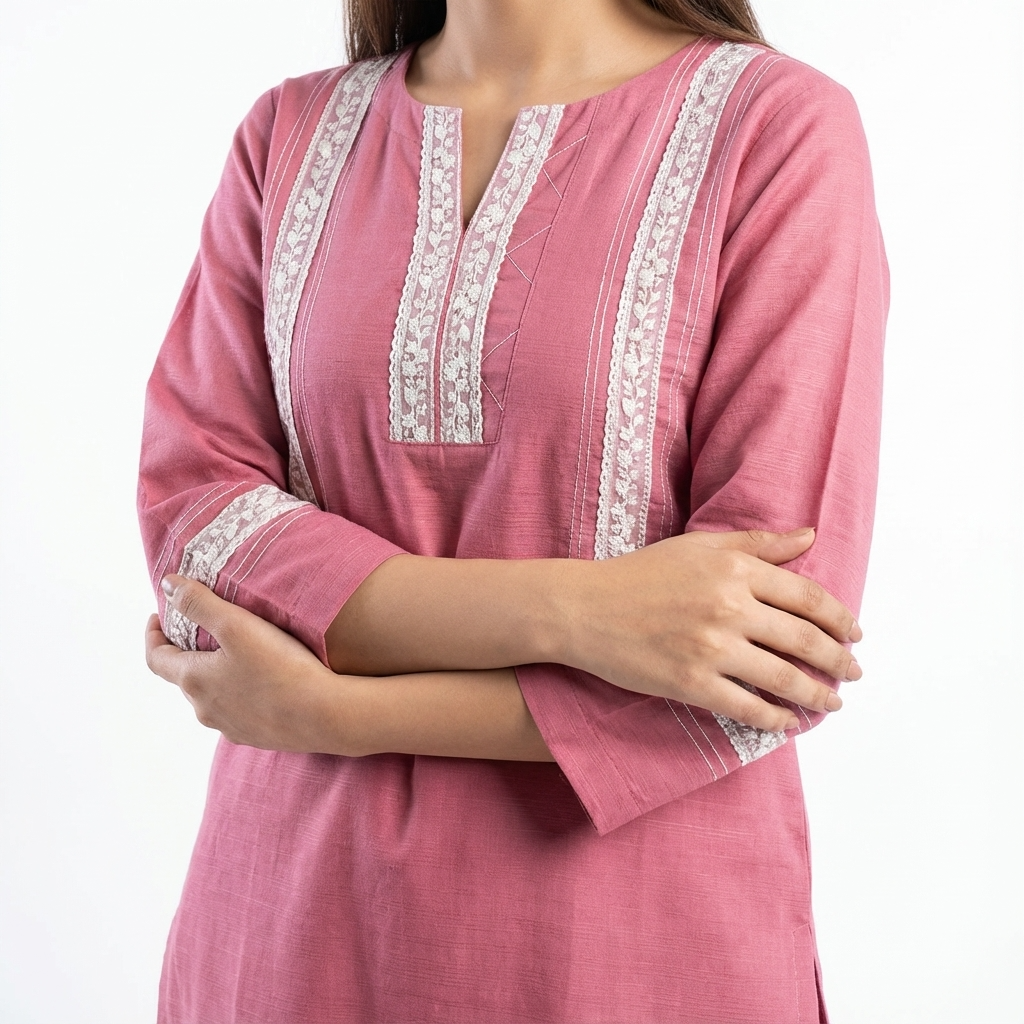 Rose Pink Lace Embroidered Suit