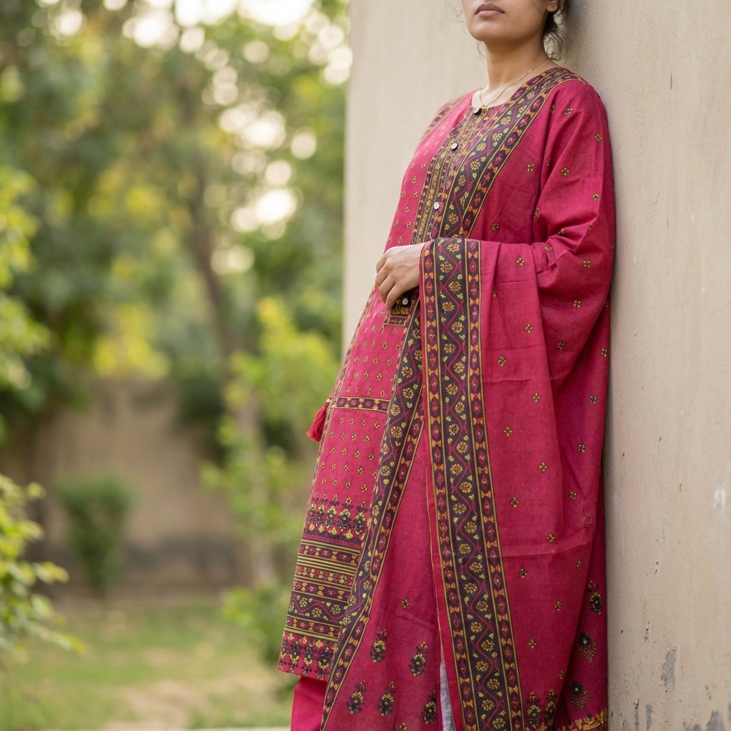 Classic Rose Pink ethics– Sapphire brand Fabric Stitched 3-Piece Suit