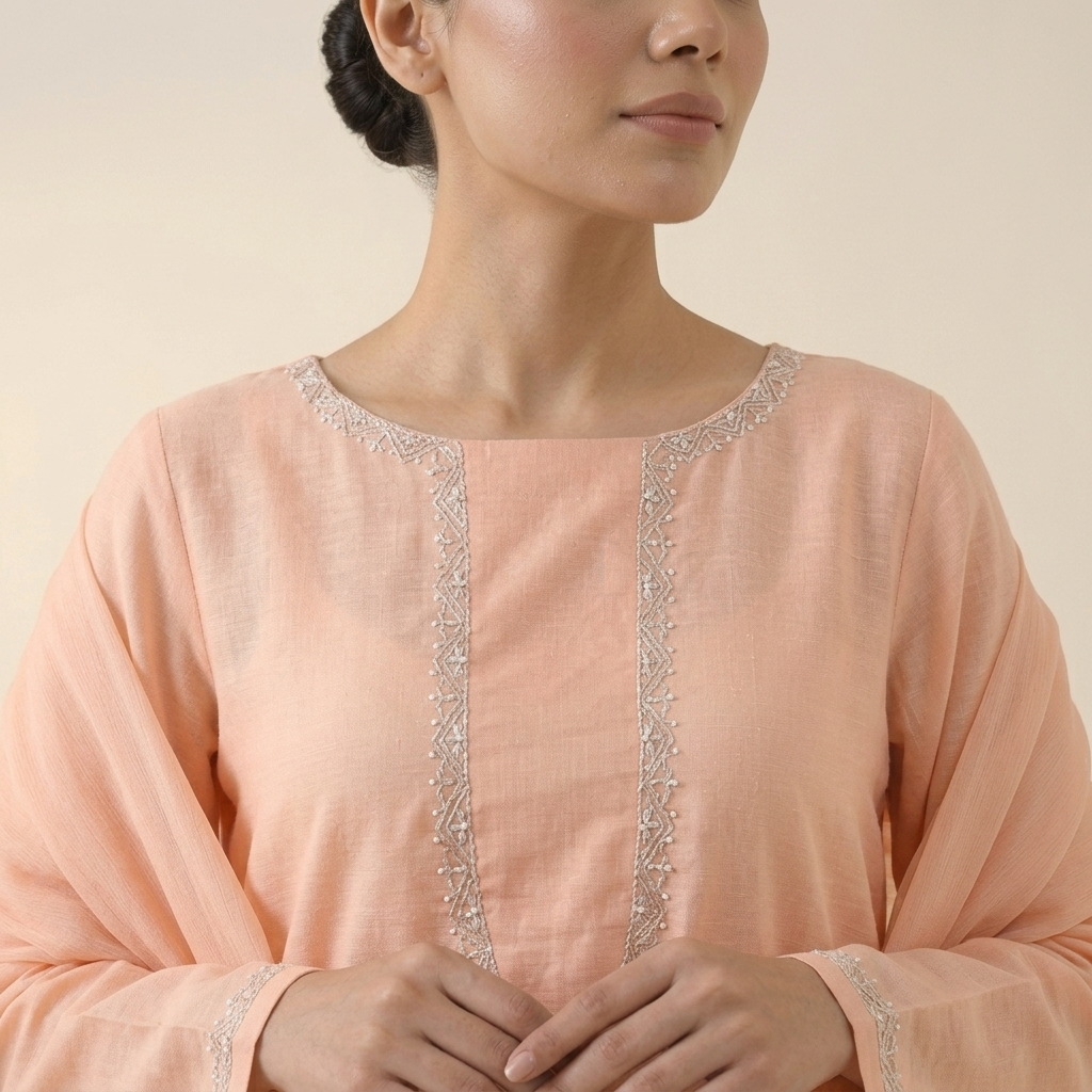 Light Silver Stone Embroidered Silk 3-Piece Suit - Image 4