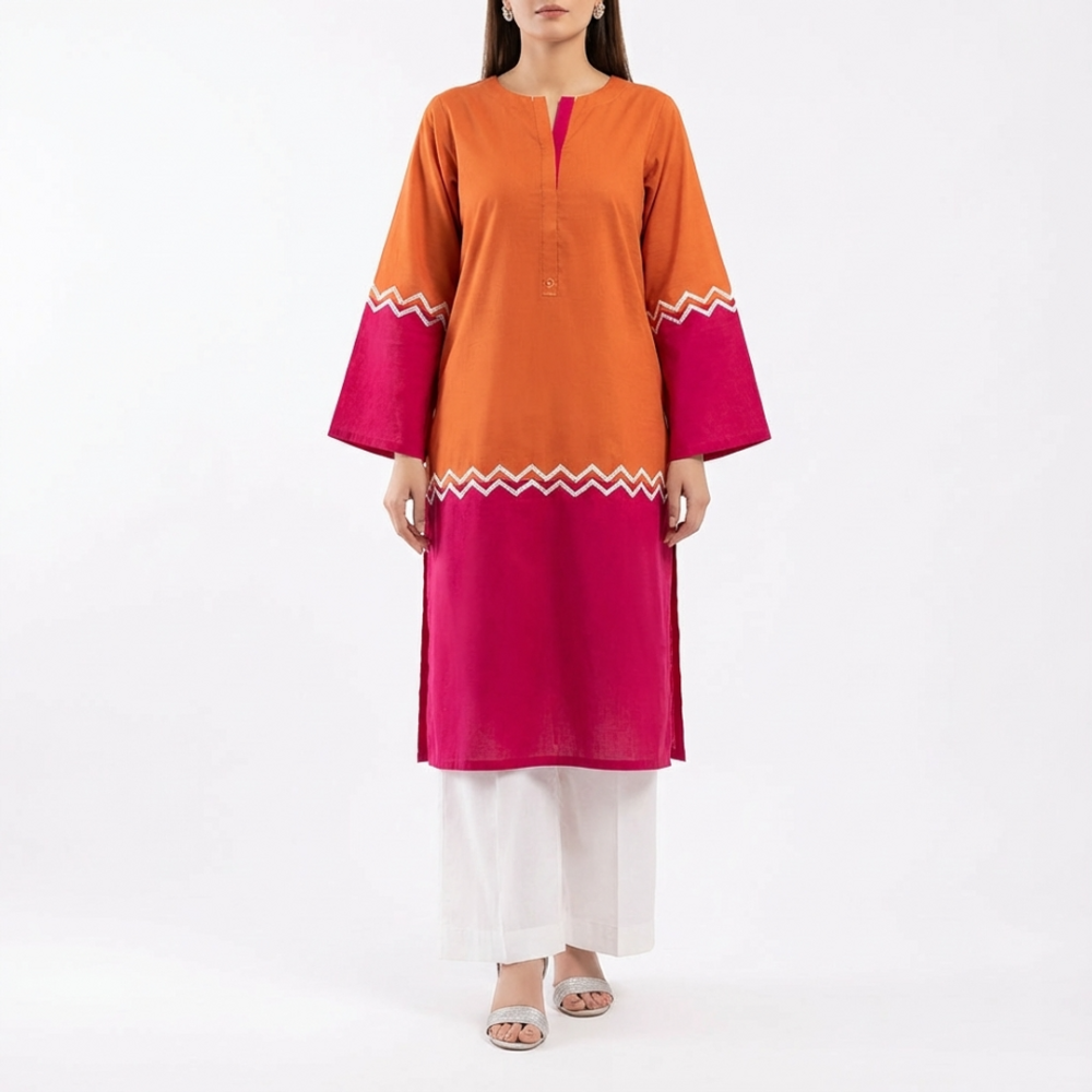 Orange Pink Color-Block ethics sapphire brand Suit