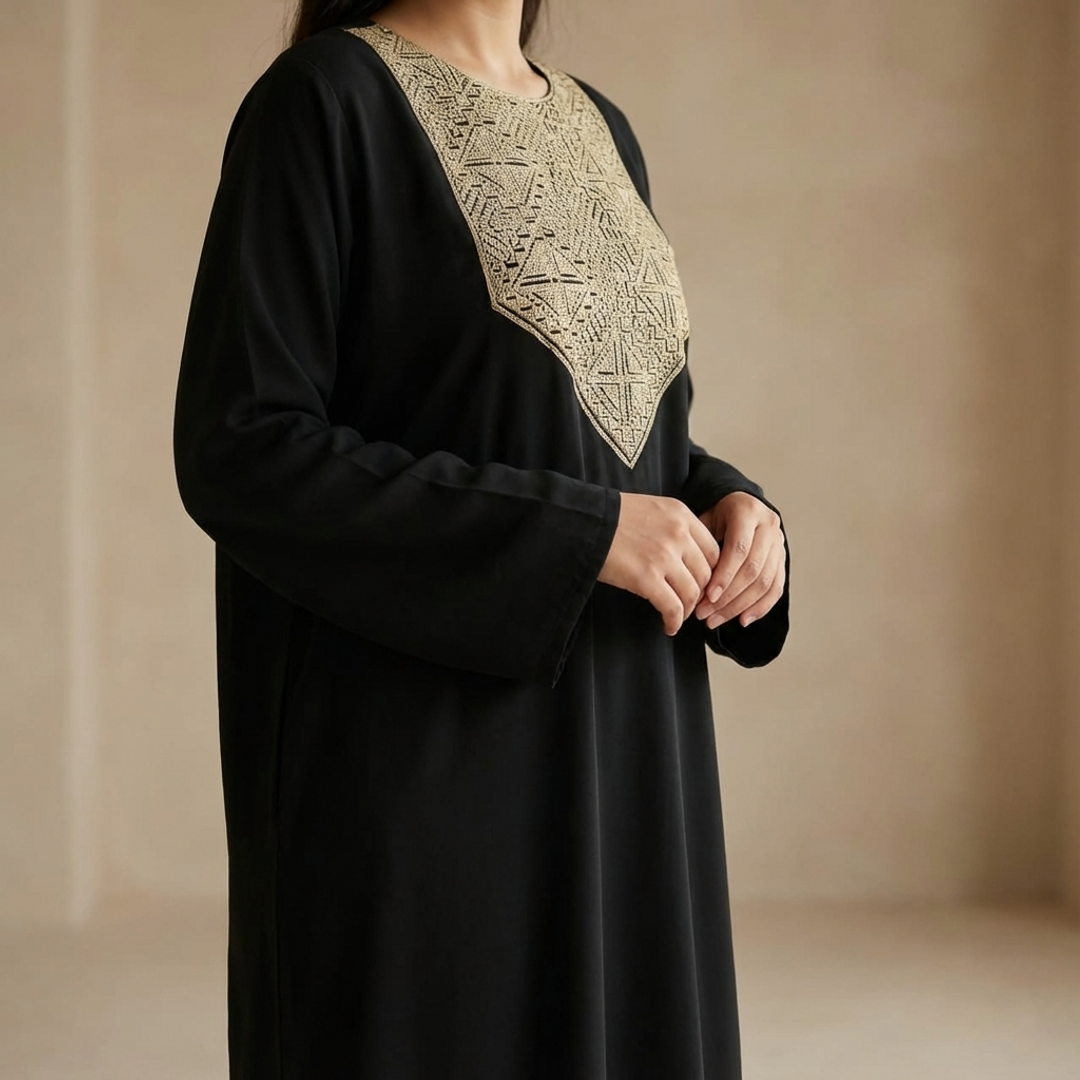 Black Gold Embroidered Silk 2-Piece Suit