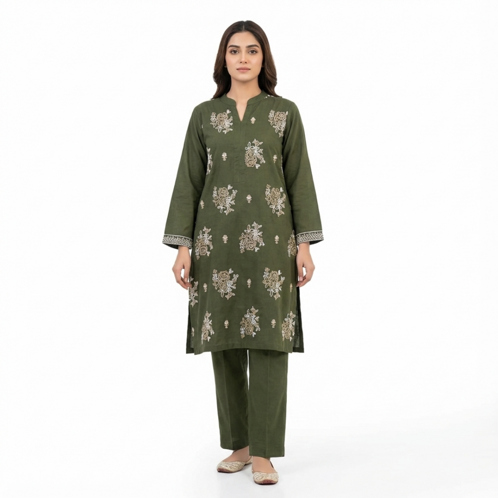 Minza Collection ethics brand new style design Product Listing (Taupe Embroidered 2-Piece)